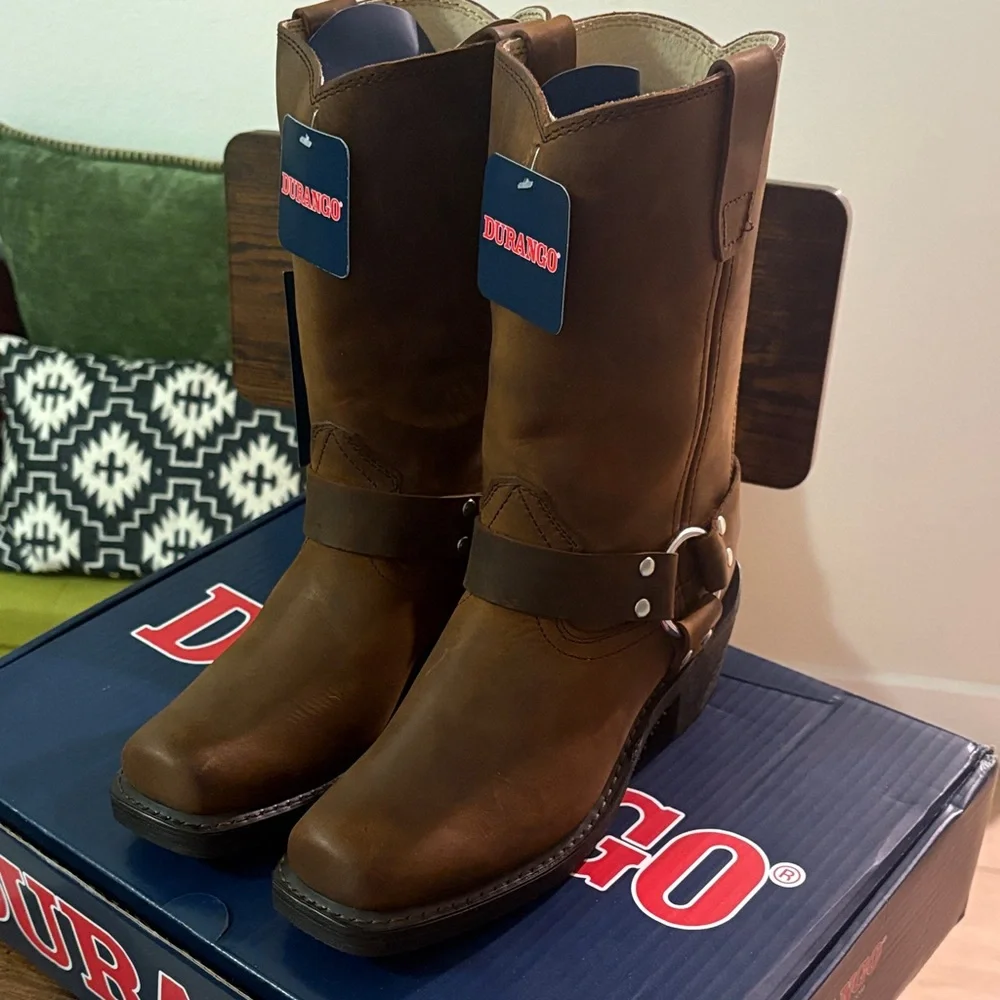Durango Brown Leather Harness Boots - Picture 1 of 5